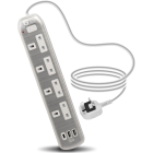 توصيلة جرين هوم 4 مقابس + 2 يو اس بي تايب سي 3 امتار رمادي