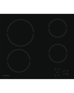 بلت ان اريستون سطح سراميك 60 سم زجاج اشعاعي معدل التوصيل الكهربائي 6200واط - الطاقة الداخلية كهربائي 9مستويات للطاقة - 4 مناطق للطهي اسود