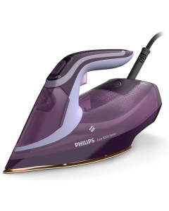 كاوية فيليبس مكواة بخارية من سلسلة 8000 بقوة 3000 واط ، تحتوي على سطح سولبليت ستيم غلايد إيليت ووظيفة إيقاف تلقائي باللون الأرجواني ، وسعة خزان المياه