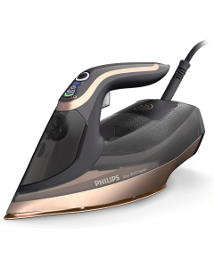 كاوية فيليبس آزور 8000 سلسلة الكوبرا السوداء والنحاسية مكواة بخار ذات إيقاف تلقائي ووظيفة التيربو بقدرة 3000 واط وسعة 350 مل