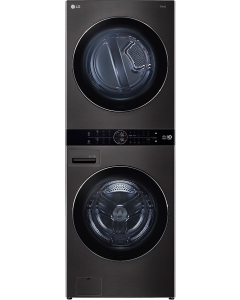 غسالة ال جي اتوماتيك ديو كومبو غسيل 21 كيلو ، المجفف 16 كيلو استيل اسود