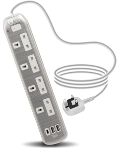 توصيلة جرين هوم 4 مقابس + 2 يو اس بي تايب سي 3 امتار رمادي